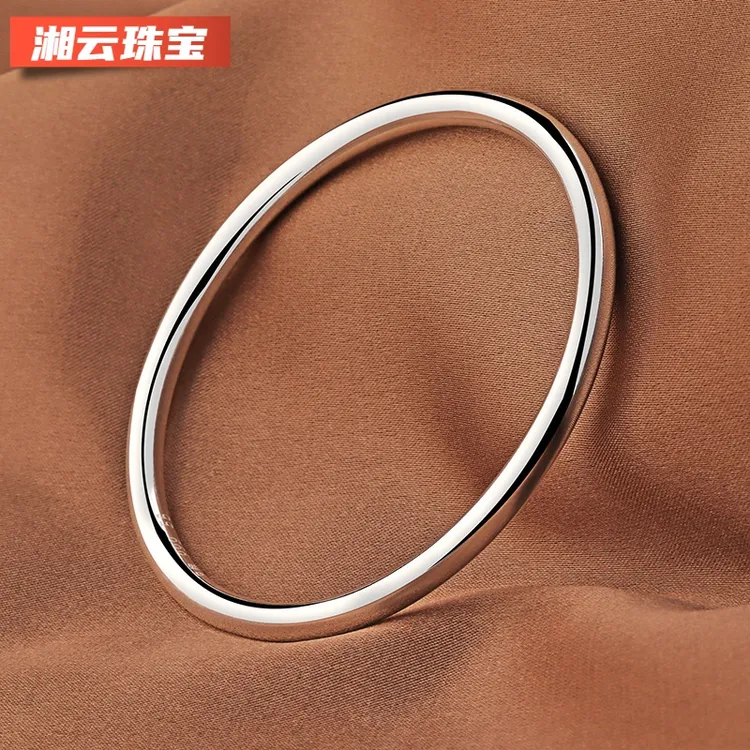 湘云 足银手镯 湘云足银手镯正品手镯素圈纯镯子女款亮面实心首饰