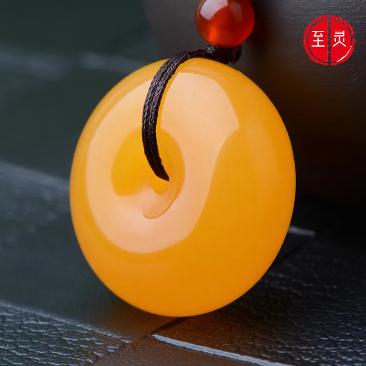 黄龙玉平安扣黄龙男女款天然秋冬黄色平安扣玉坠玉佩珠宝挂坠项链