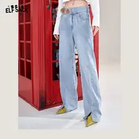 9044【金拐子】妖精的口袋街拍裤2023春季新款开叉直筒牛仔