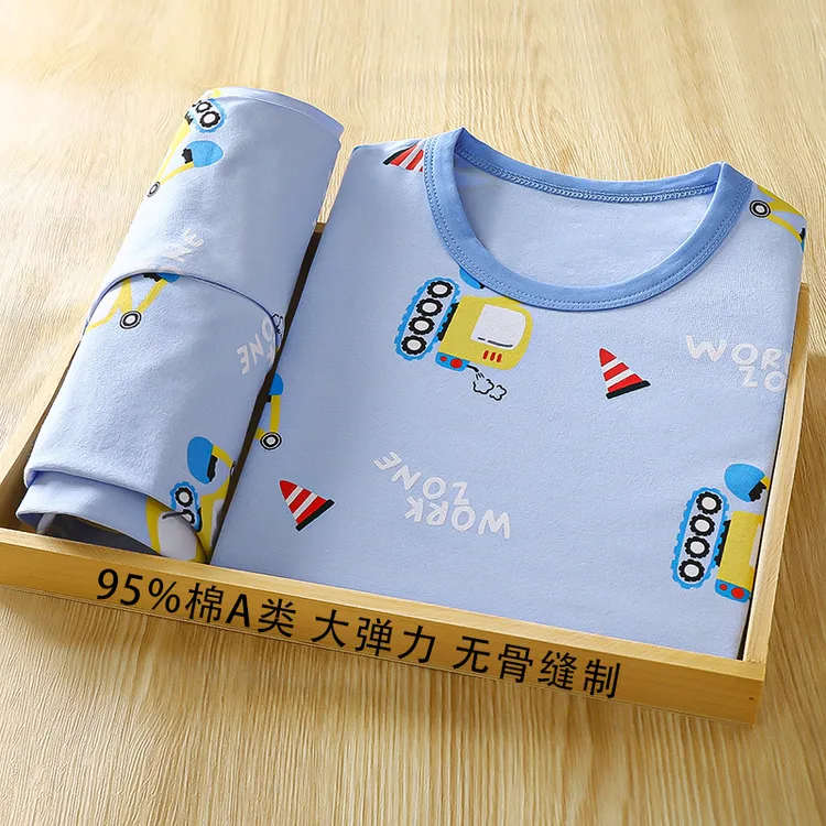 莱卡棉儿童秋衣秋裤套装中小童两件套小孩长袖内衣套装大童家居服