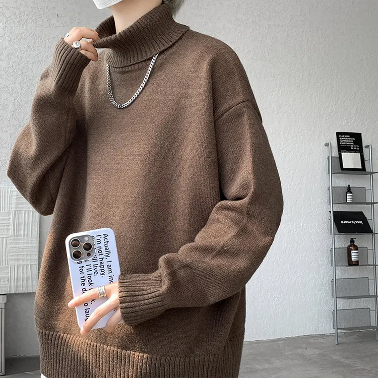 纯色高领毛衣男冬季特大码300斤胖子高个针织衫堆堆领线衣打底衫