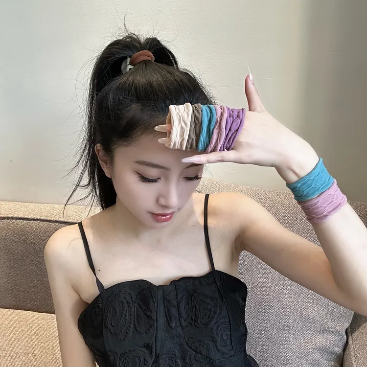 升级提花系列超柔软高弹力耐用头绳面膜肌肤感发圈韩版超宽发绳