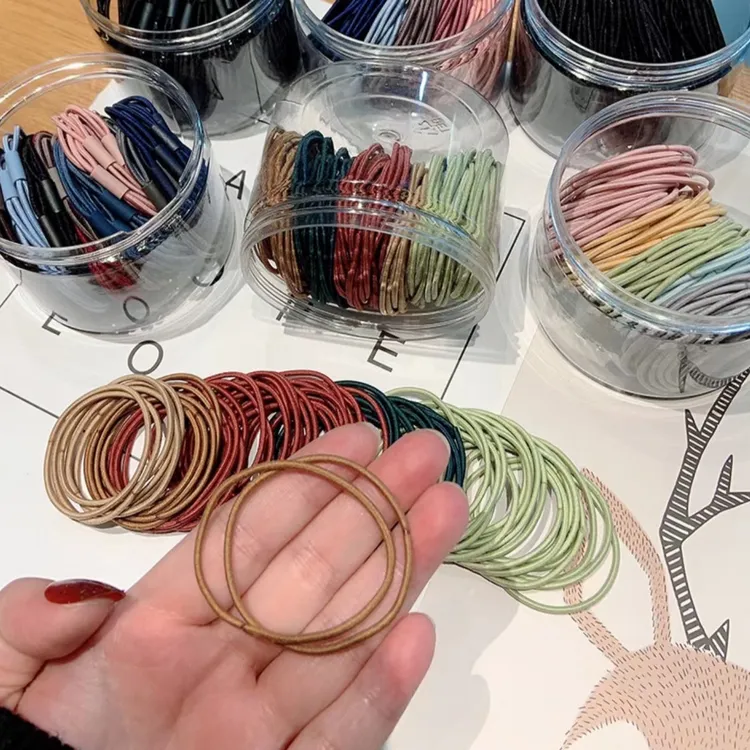 100根罐装百搭发圈女发绳头饰皮筋扎头绳