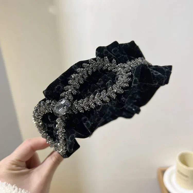 秋冬宽边褶皱丝绒气质发箍女2023新款高颅顶压发发卡发捆头箍发饰