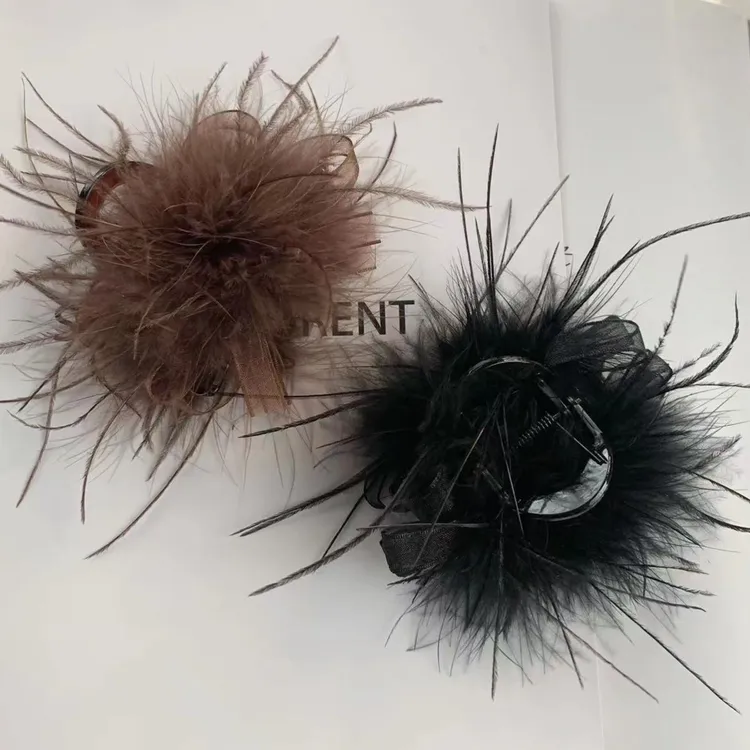 【织梦】浪漫羽毛8cm鲨鱼发夹抓夹时尚发饰