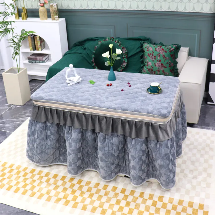 2025新款加厚长方形烤火罩套双面加绒牛奶绒取暖桌烤火桌布罩套