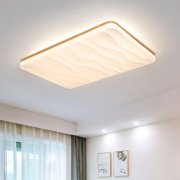 【楠木】实木质吸顶灯长方形LED客厅灯简约现代北欧民宿全光谱灯具