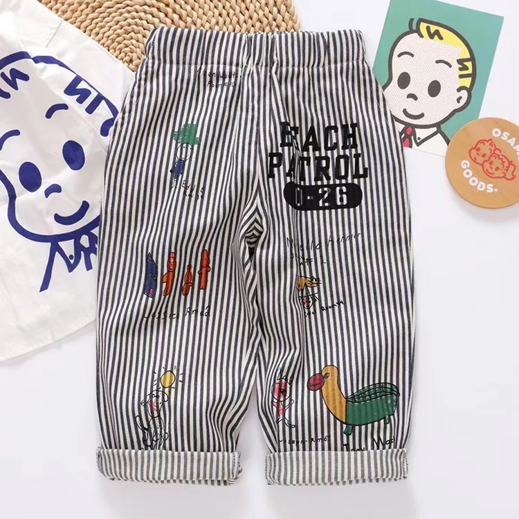 【天花板】条纹涂鸦加绒裤子（精准）