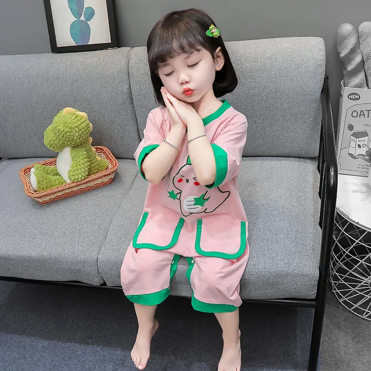 儿童连体睡衣防着凉纯棉夏季薄款女孩防踢爬服女童连身衣宝宝睡袋