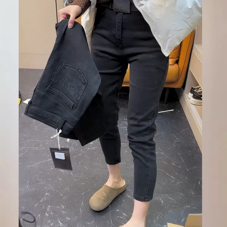 2024秋季爆款烟灰弹力复古显瘦小脚裤大码时尚修身百搭九分铅笔裤