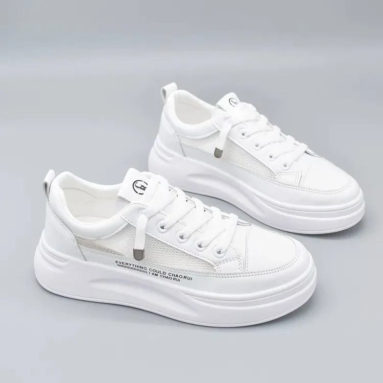 小白鞋女鞋子夏季网面透气薄款百搭爆款网鞋厚底运动板鞋