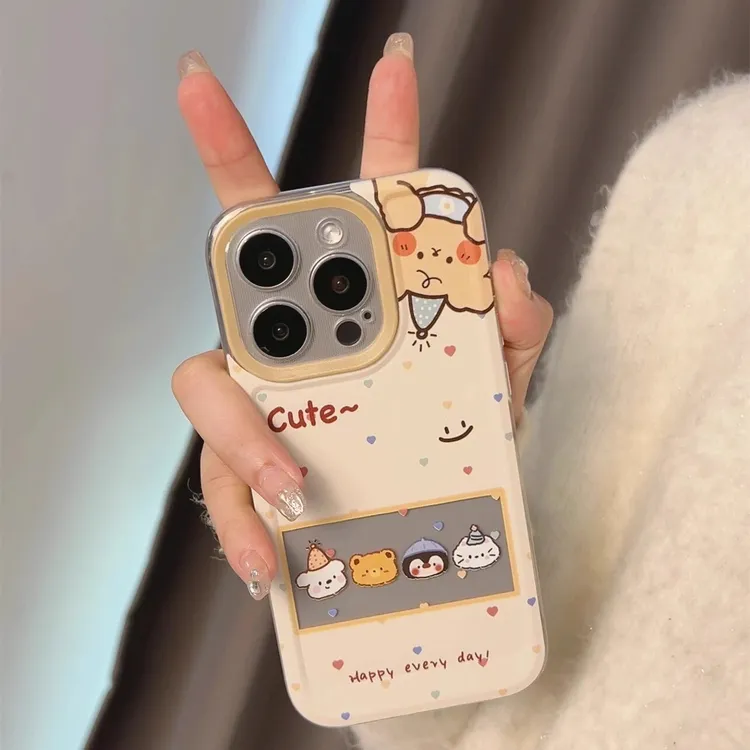 卡通小动物合影适用苹果17promax手机壳iphone16p新款15promax