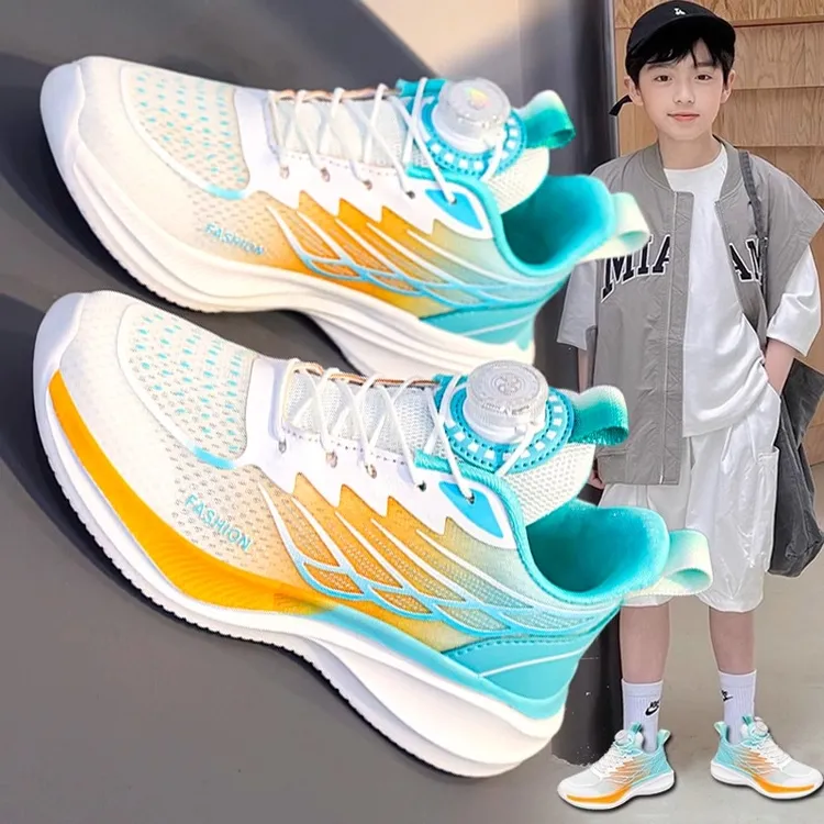 361品牌男童运动鞋2024新款儿童旋纽扣防滑跑步鞋网面学生篮球鞋