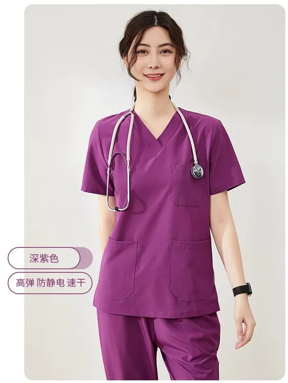 丝滑美容院月子中心医生护士手术工作服口腔宠物长短袖女款护理