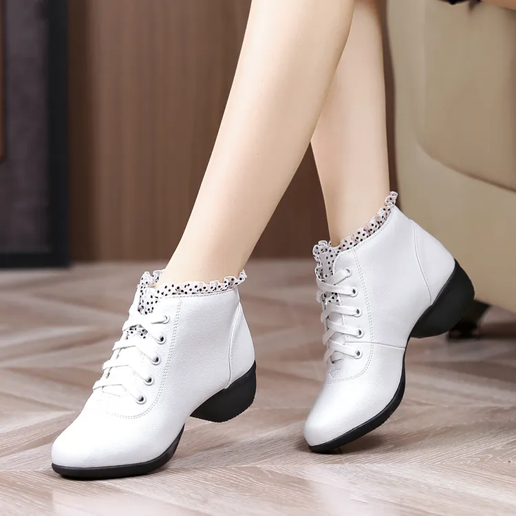 （直板底）秋冬季新款广场舞鞋女水兵舞鞋镂空真皮跳舞鞋四季妈妈鞋