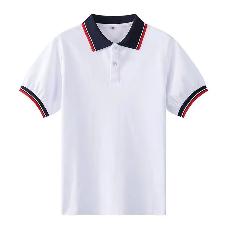 学生校服短袖夏季薄短袖上衣中学生校服白色polo衫高级中学校服棉