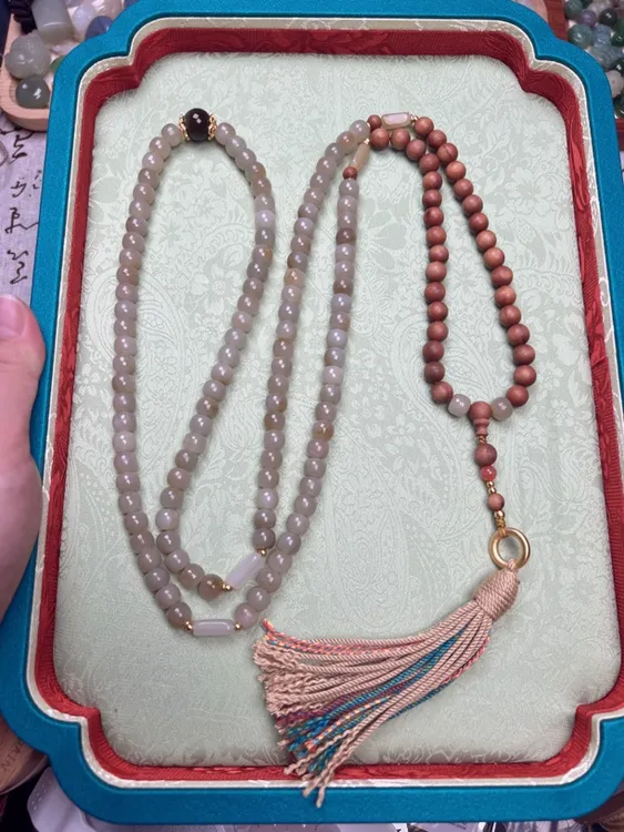 且末糖青白老型108颗原创长链