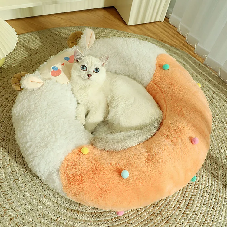 猫窝冬季保暖甜甜圈猫窝宠物用品猫垫子睡垫狗通用沙发秋冬猫床垫
