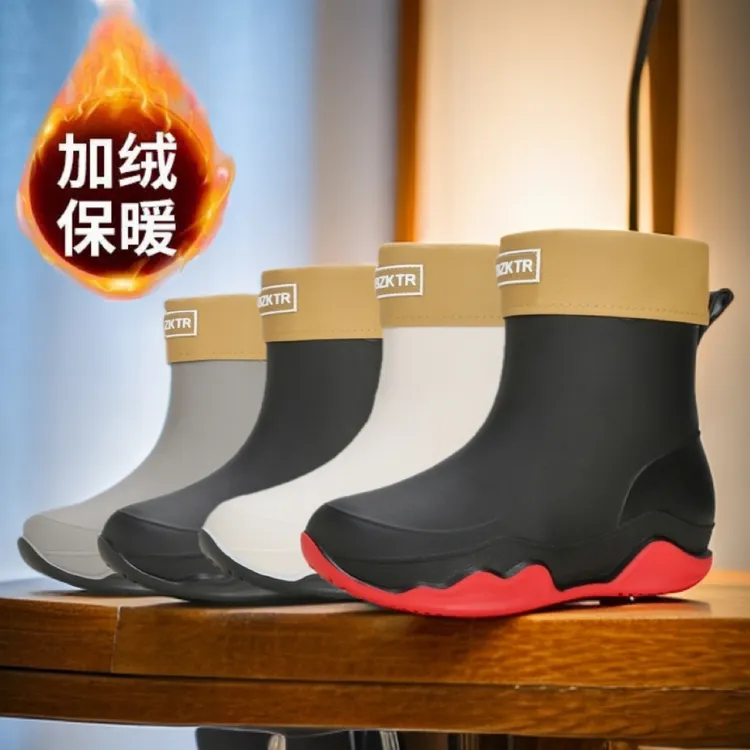 防水雨鞋情侣鞋防滑耐磨胶鞋工作鞋冬季时尚厨房厨师男款女士加绒