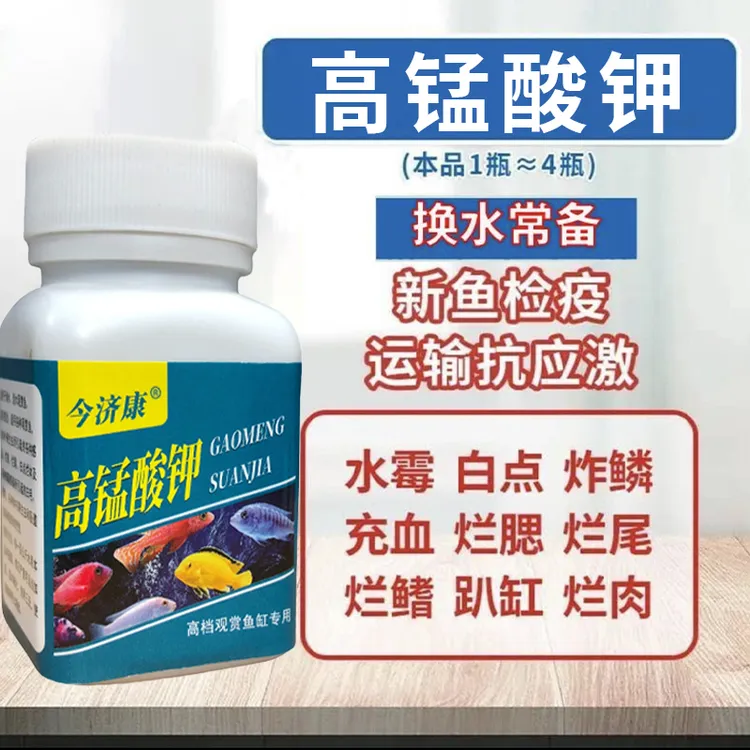 鱼缸观赏鱼锦鲤热带鱼观赏鱼水霉白点烂肉高锰酸钾粉