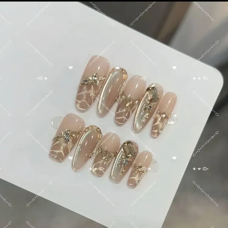 浮光跃影手工穿戴甲秋冬高级感美甲猫眼指甲贴片穿戴假指甲显白