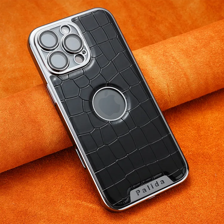 [自带镜头膜]适用苹果16ProMax个性皮纹手机壳高档iPhone15商务男