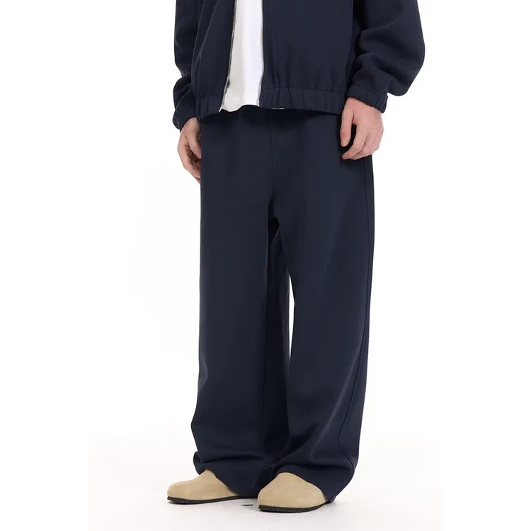 WetGrade秋冬新款舒适慵懒空气层宽松垂坠针织直筒弯刀卫裤男女