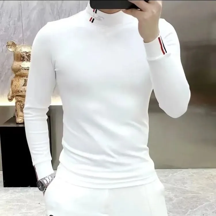 2025秋冬季新款男士烫钻高品质修身个性圆领休闲时尚百搭打底卫衣