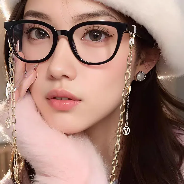 明星同款眼镜链女挂脖链墨镜链复古金色金属不褪色