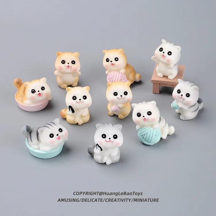 可爱顽皮小猫咪迷你过家家玩具卡通仿真小公仔模型微景观动物摆件