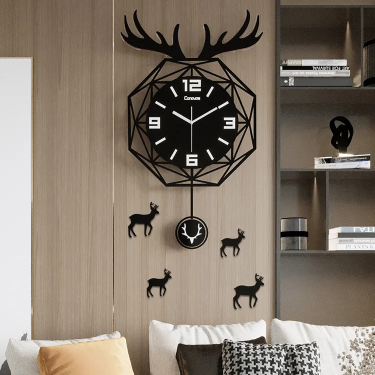 网红静音客厅时钟石英钟挂钟钟表轻奢家用创意彩色挂墙简约时尚