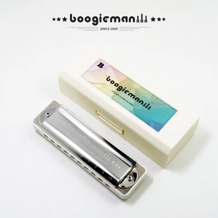 BoogieMan初学传统耐用布鲁斯蓝调10孔口琴初学者专业演奏通用