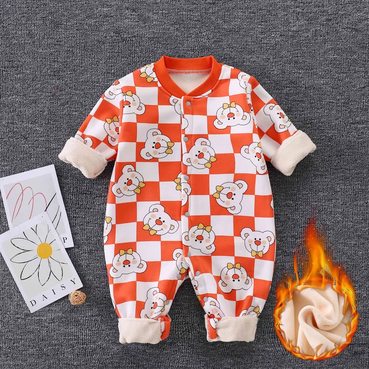 婴幼儿连体衣加绒加厚宝宝春秋款保暖衣服新生儿秋冬季外出服哈衣