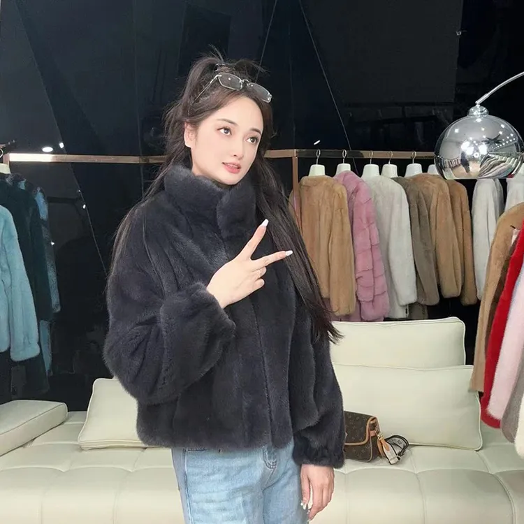 老板娘直播福利2025新款水貂毛整貂皮草秋冬季轻奢时尚女立领外套