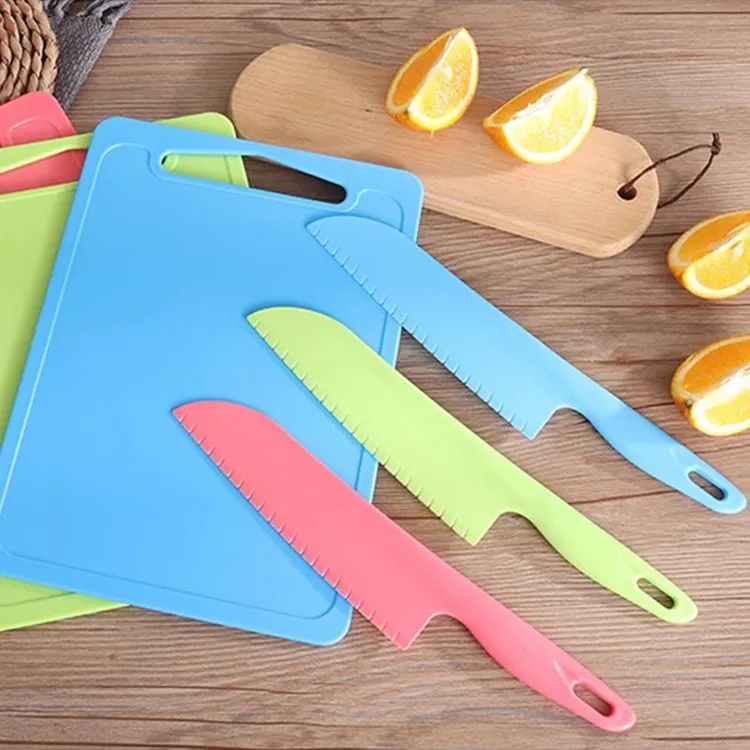 R老师推荐-不伤手儿童塑料刀宝宝练习水果刀防滑菜板早教切菜砧板