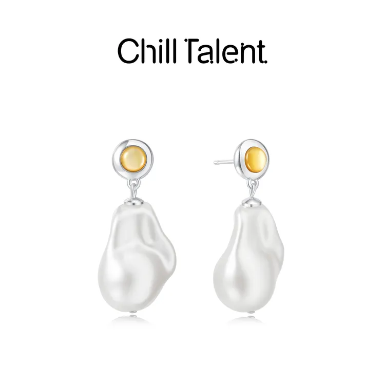 chill talent 铜合金仿珍珠耳饰 【明星同款】落日山海耳饰巴洛克