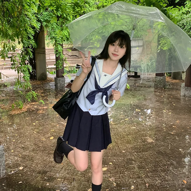 妖言兔兔【蓝】jk原创水手服水色日系学院风基础款校供制服套装女