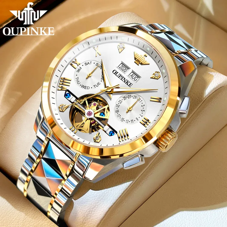 欧品客名表经典百搭个性高档时尚镂空多功能男士机械手表2025爆款