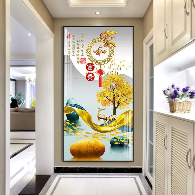 入户玄关装饰画现代轻奢玄幻走廊背景墙过道挂画家和富贵装饰挂画