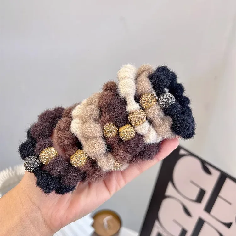 新款水钻珠珠发绳女丸子头高马尾扎头发头绳橡皮筋美拉德发圈头饰