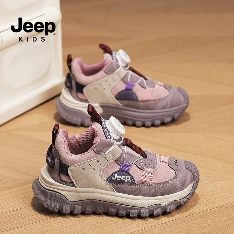 jeep儿童运动鞋男女童秋冬季2025新款高帮保暖加绒二棉鞋皮面防水