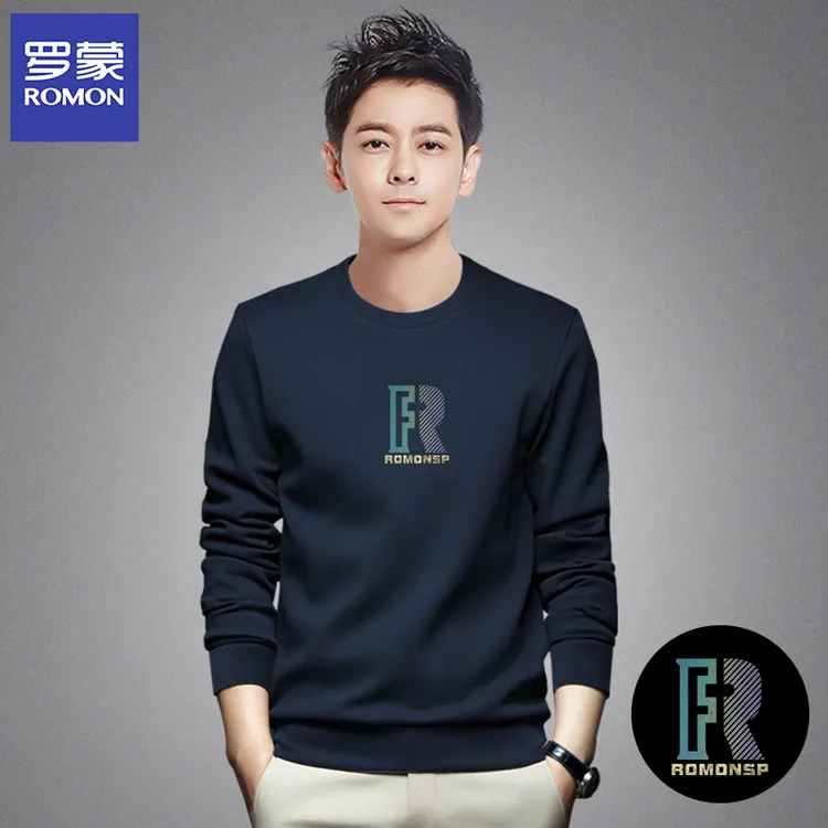 Romon/罗蒙新款秋冬时尚潮流圆领卫衣宽松印花百搭长袖休闲5019#