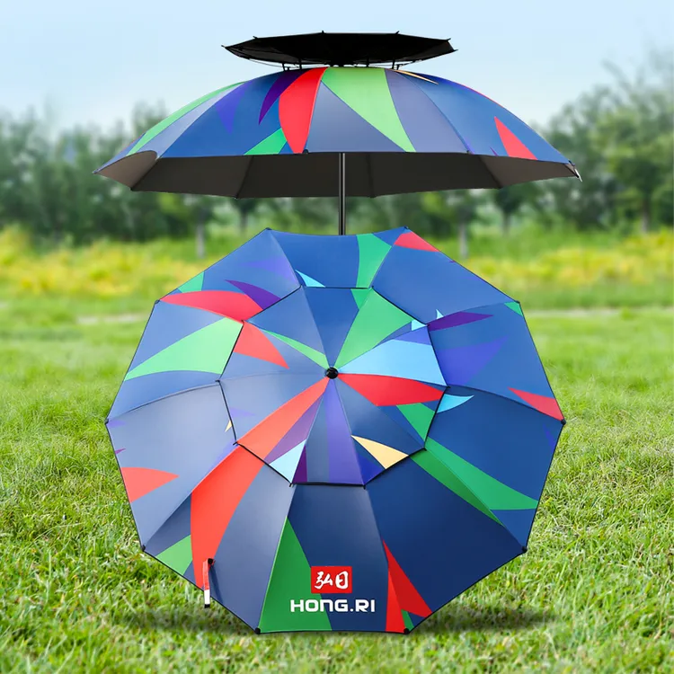 HONGRI/弘日钓鱼大钓伞防暴雨加厚防晒遮阳伞万向双层防雨垂钓伞