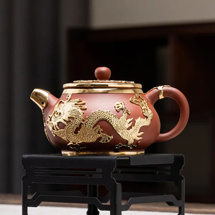 联谊金镶玉紫砂茶壶中式150ml个人手工小茶壶手工泡茶高档礼盒装