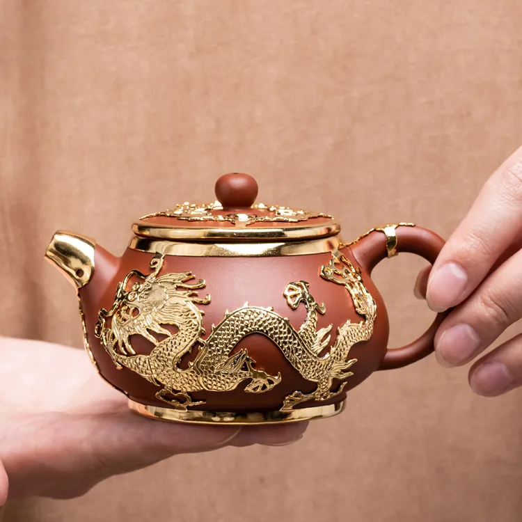 联谊金镶玉紫砂茶壶陶瓷中式150ml个人小茶壶手工泡茶高档礼盒装