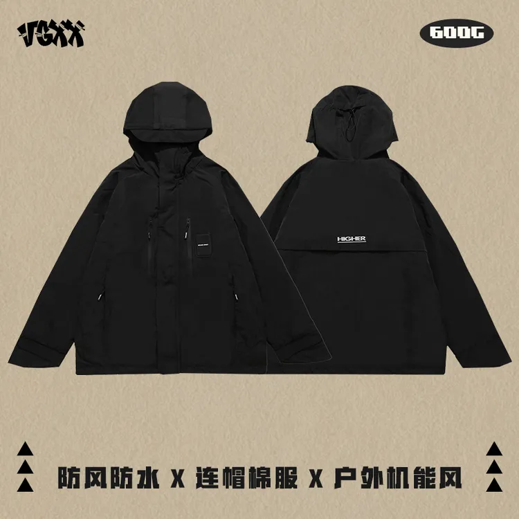 VGXX国潮户外机能风防水防风连帽棉服外套男女中性冬季高品货清仓