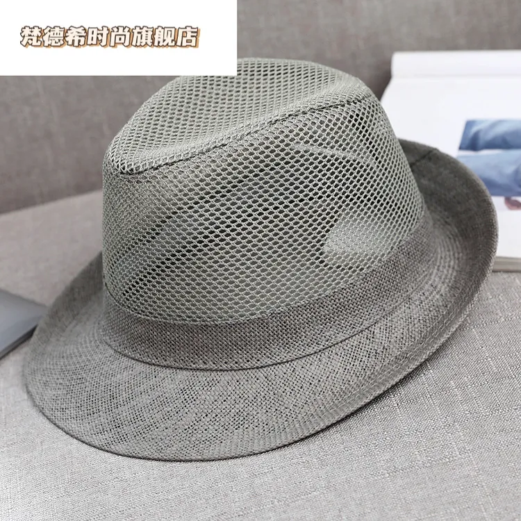 中老年人帽子男夏天礼帽遮阳帽凉帽休闲户外网眼爸爸夏季透气草帽