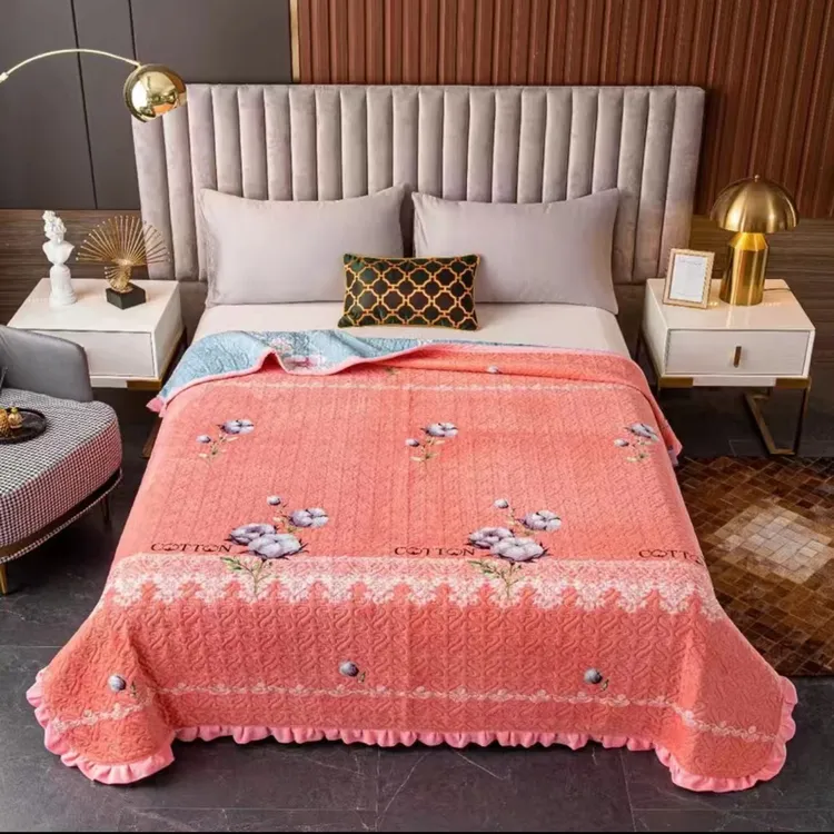 112【】牛奶绒夹棉牛奶绒200✖230木耳边床盖H学生宿舍床单奢华