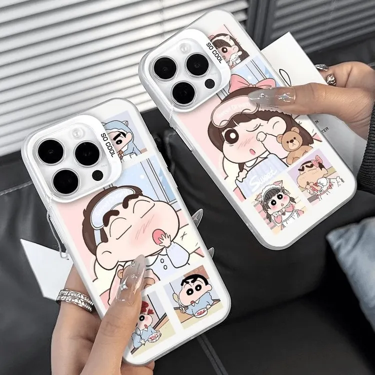 情侣睡觉小新适用苹果16手机壳华为卡通vivo二次元小米14动漫oppo