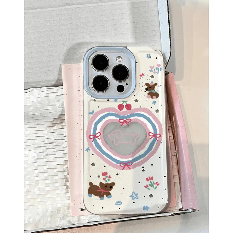 ins碎花小狗适用vivos19透明手机壳苹果15防摔OPPO华为p70小米14